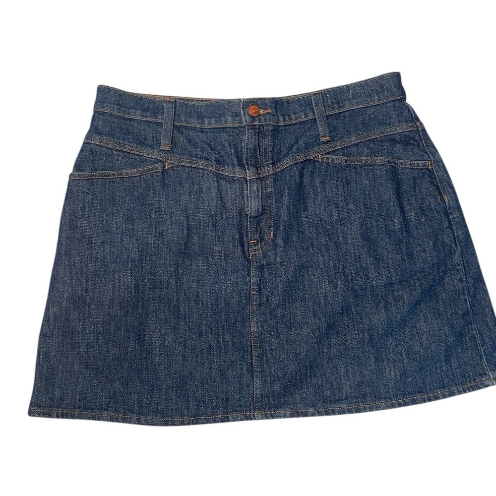 Madewell Stretch Denim A-Line Mini Skirt Dark Wash Blue Western Yoke Size 31